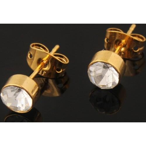 Adixyn Gold Color Clear Crystal Earring For Women/Girls Party Great Decorative Stud Earrings Fashion Jewelry Free shipping