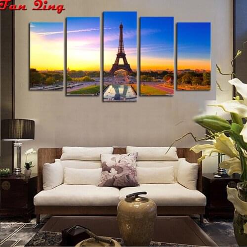 Diy Diamond Painting Kits Paris Tower Diamond Embroidery Scenery Mosaic Paris Home Decoration Diamond Art 5pcs