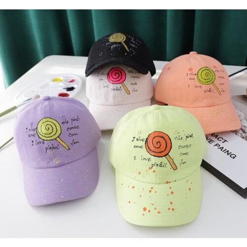 Baby Girls Baseball Cap Cute Lollypop Graffiti Snapback Hat Kids Boys Hip Hop Trucker Hats Children Spring Summer Caps 6 Panels
