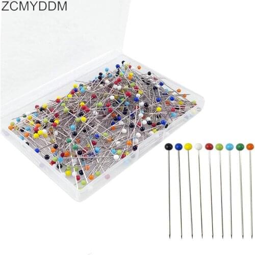 ZCMYDDM 250PCS Pearls Head Colored Straight Quilting Pins with Plastic Box Multicolor Straight Quilting Pins DIY Sewing Tools