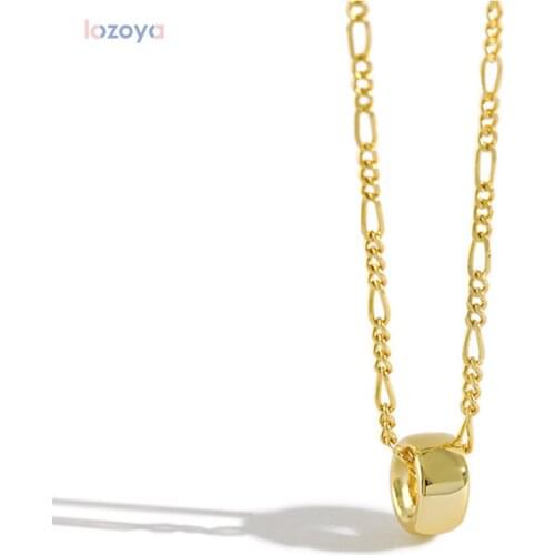LOZOYA 925 Sterling Silver Special Locker Punk Circle Chain Necklace Three Circle Choker Rock Luxury 2021 Fashion Jewelry