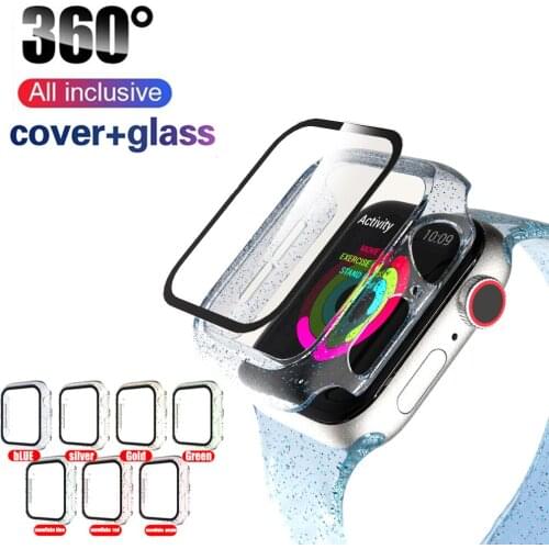 Case+Tempered Glass For Apple Watch 40mm 44mm Series 5 4 Screen Protector coverage Bumper case for iwatch Series 3 2 1 38mm 42mm