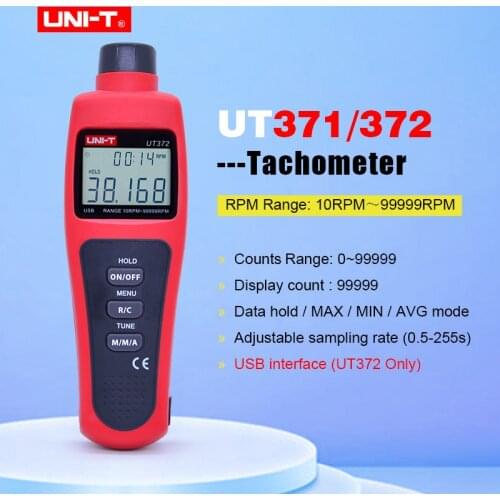 UNI-T UT371 99999 Counts Non-Contact Digital Tachometer photoelectric Tachometer 10RPM~99999RPM Speed Meter Measuring Tool