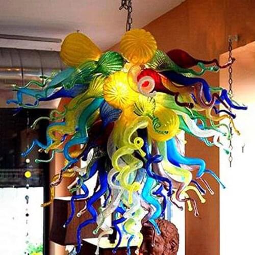 Indoor Colorful Flower Chandeliers Home Decor Ceiling Lamps LED Bulbs Hand Blown Murano Glass Romantic Pendant Lights