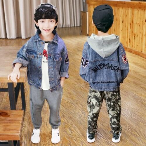 4-14 Years Big Boys Hole Denim Jackets Coats Fashion Children Outwear Clothing Spring Casual Little Kids Design Jeans Tops