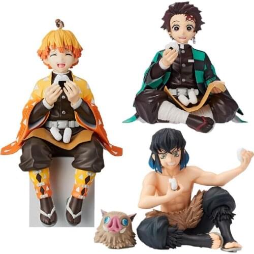 Anime Demon Slayer.kimetsu No Yaiba Figure Kamado Tanjirou Agatsuma Zenitsu Hashibira Inosuke Action Figure Model Toy Kids Gift