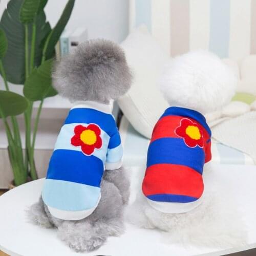 Fleece Pet Dog Clothes Striped Puppy Clothing Flower Design Winter Warm Dog Vest Shirt Puppy Cat Dog Coat Jacket Pets Clothing
