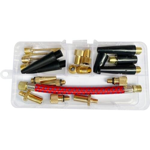 21pcs Valve Connector Foot Ball Airbed Bicycle Tyre Pump Adapter Set Kit Inflatable Tire Inflation Kit