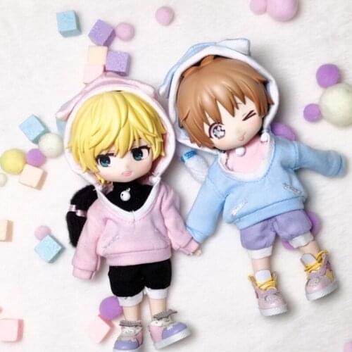 Ob11 baby suit soft kitten clothes Coat hoodie + vest + pant doll accessories