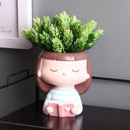 Creative Flower Vase Girl Living Room Bedroom Decoration Office Table Top Home TV Cabinet Balcony Decor Flower Pots Decorative