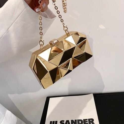 Creative Metal Texture Evening Clutch Bag Women Bags Wedding Shiny Handbags Bridal Metal Clutches Bag Chain Shoulder Bag