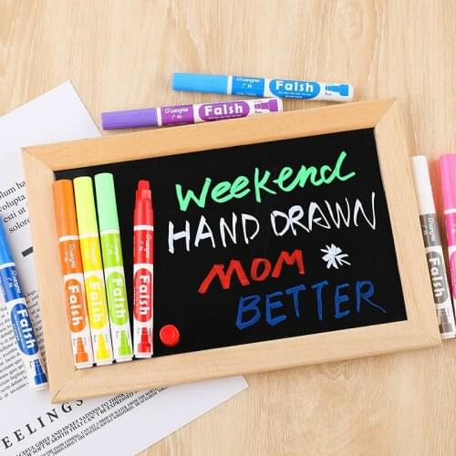 12 Color Erasable Chalk Marker 8mm Thick Pens Tip Set LED Writing Board Blackboard Marker Pen Suitable for Glass Metal Painting