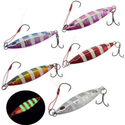 Different Color 40g 7.5cm Metal Jigging Fishing Spoon Iron Plate Long Shot Laser Luminous Lead Baits