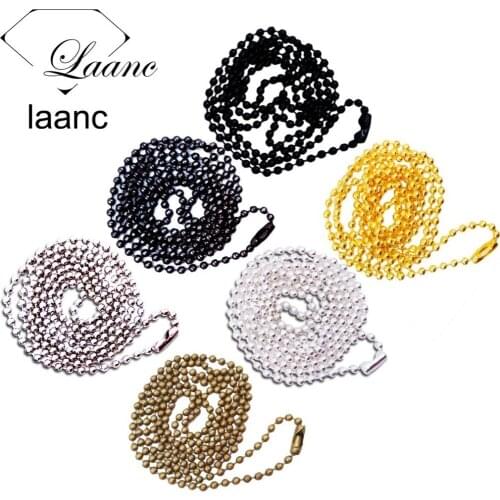 Multi-Length and Color 2mm Bead Metal Ball Chain Necklace Links For Pendant Jewelry DIY Findings Accessories