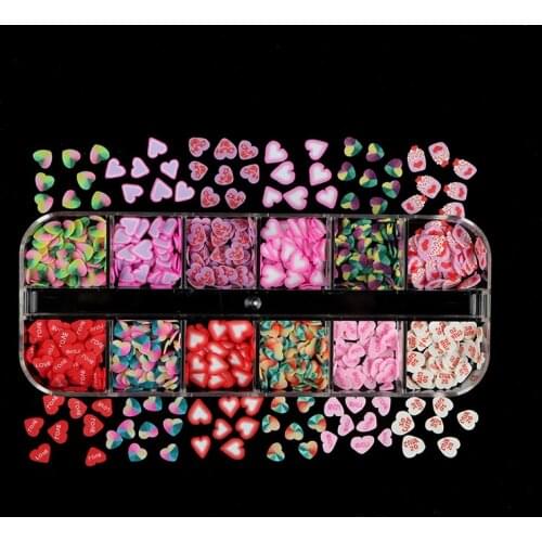 Soft Poly Clay Slices Sequins For Nail Design Valentines Love Heart Flakes Nail Polish Manicure Nail Art Decoration Accessories