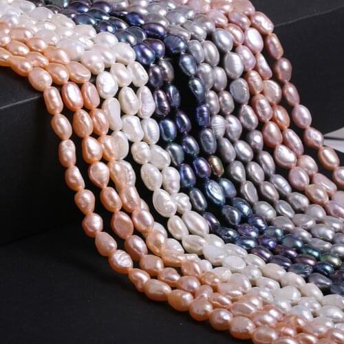 Natural Pearl Straight Hole Two Sided Light Making Necklace Bracelet DIY 36cm