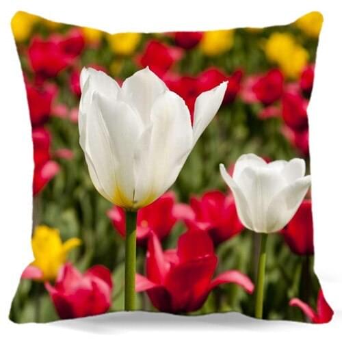 Tulip flower pillowcase pillow slip home living room floral cushion cover