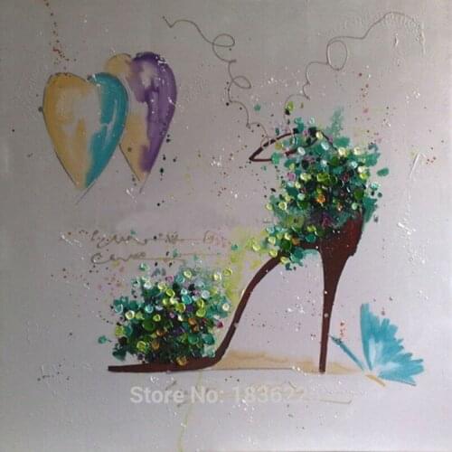 2017 New and Hot Seller fashion wallpaper Design Beautiful High Heel Oil Painting Shoes modern paintings for Wall Art Decoration