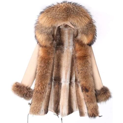 2020 Women Waterproof Parka Long Real Fur Coat Winter Jacket Liner Streetwear Natural Fox Fur Collar Hood Real Rabbit Fur Style