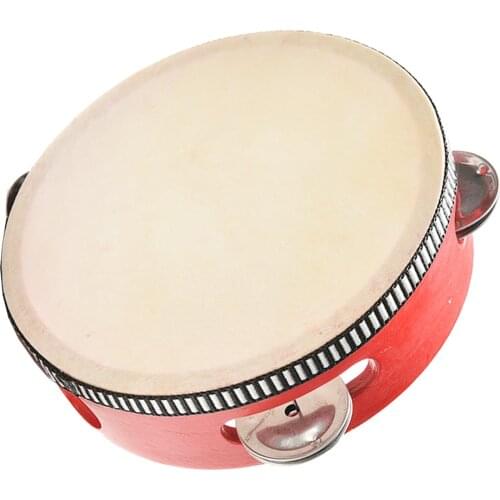Educational Toy Musical Tambourine Beat Instrument Hand Drum Red