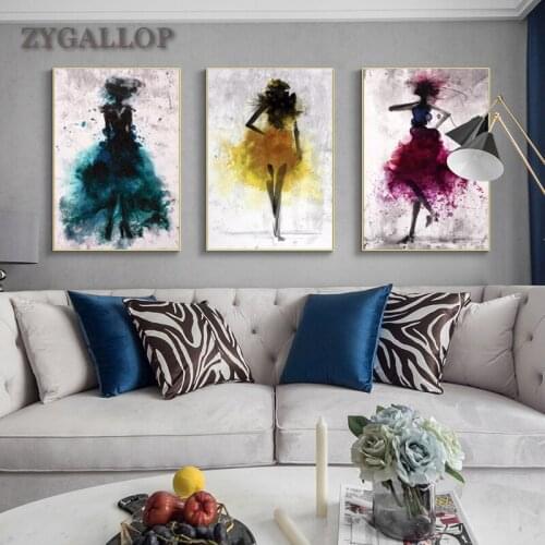 Modern Wall Art Print Poster Dancing Girl Watercolour Abstract Canvas Painting Nordic Decoration Wall Posters Home Decor Picture