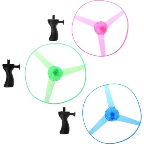 LED Flashing Plastic Pull String Flying Saucer Propeller Toy Disc Helicopter New