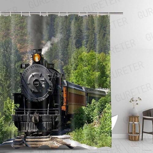 World Map Pattern Shower Curtains Printed Bathroom Curtains Shower Retro train Bathroom curtain Bath Screens rideau de douche