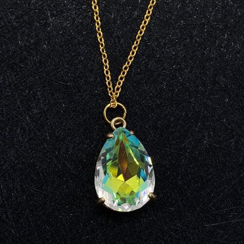 Glass Crystal Necklace Pendant Drop-shaped Luxury Black Crystal Gradient Dreamy Fashion Chain Pendant Romantic Valentines Day