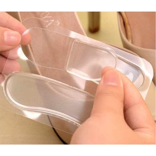 1Pair Foot Care Silicone Gel Insoles Cushioning Relieve Heel Pain Heel Insole Transparent Heel Pad Stick Foot Massage Inserts