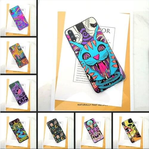 Abstract Cat Art Star Love Pink Back Cover For Huawei Y9 Y7 Y6 Prime Pro 2019 Soft Silicone Phone Case For Huawei Y7 Y6 Y5 2019