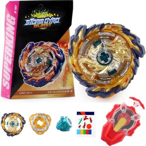 Beyblades Burst with Sparking Launcher Super King B167 Left Turning Phantom Dragon Alloy Toys with Two-way Spark Wire Antenna