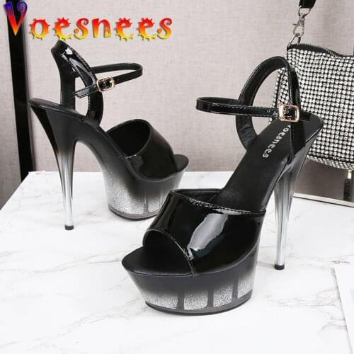 Sexy Nightclub Fetish Stripper Shoes Woman Platform Open Toe Ankle Buckle Thin Heels Sandals Fashion Stiletto Heels Wedding Shoe