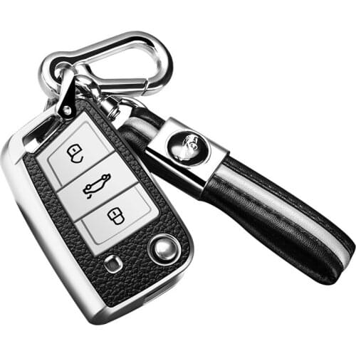 TPU+PU Car Key Case Cover For Volkswagen VW Polo Golf 7 MK7 Tiguan passat For Skoda Octavia Kodiaq Karoq For Seat Ateca Leon