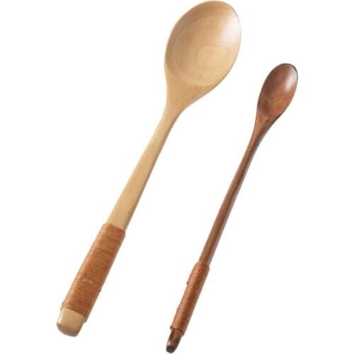 Wooden Spoon W/ Long Handle Montessori Materials for Blending Working Children Kitchen Utensil for Bake Early Educational Toys