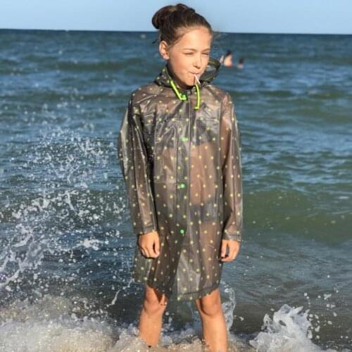 Children Kids Raincoat Impermeable Poncho EVA Hooded Schoolbag Cover Rainwear for school travel outdoor walking