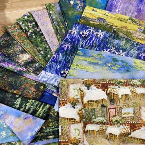 Oil painting nature plants flowers cotton fabric Patchwork Sewing Quilting diy handmade patchwork Decoration Slipcover Material