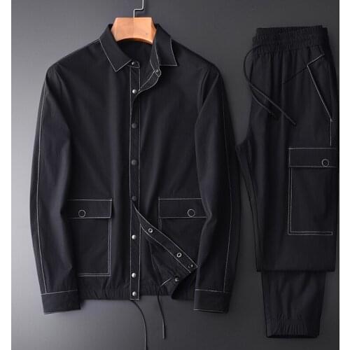 Classic Spring And Autumn Men Sets (jacket+pants) Contrast Color Stitching Casual Sports Man Sets Plus Size 4xl Slim Man Jackets