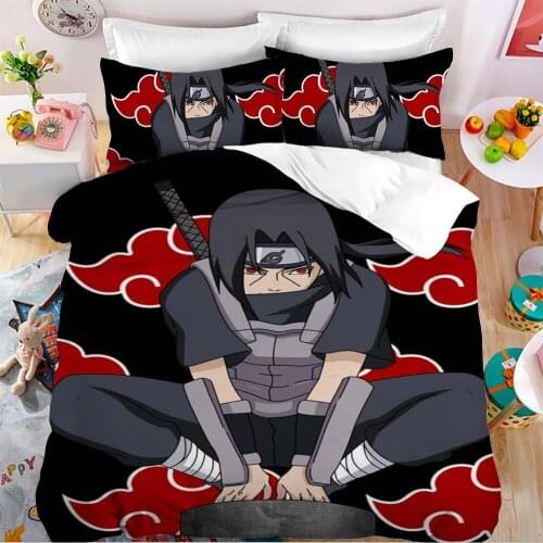 NARUTO Childrens 3-Piece Set Plain Weave Boy Uzumaki Naruto Student Cartoon Quilt Cover Pillowcase Bedding Set Haruno Sakura2m