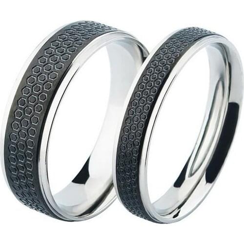 Creative titanium steel black stainless steel couple rings