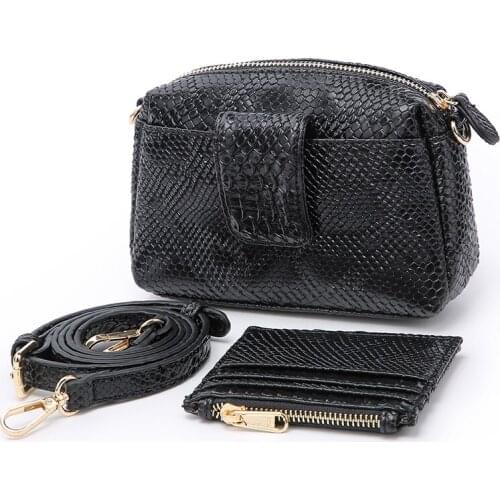 Summer 2021 Design Snake Print Leather Shoulder Bag Python Pattern Trendy Pouch Bag with Coin Card Wallet Handbag Purse