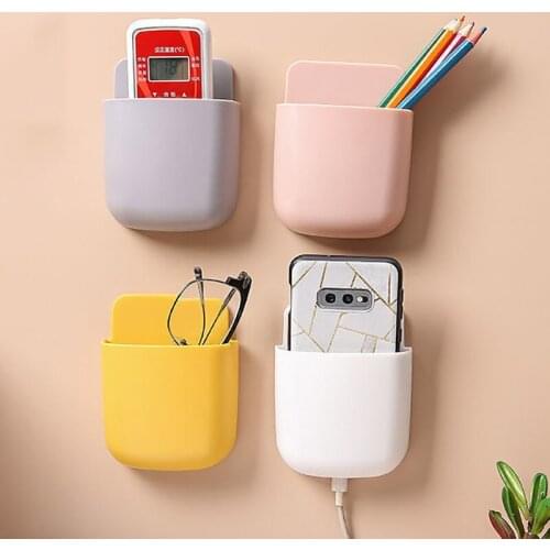 Mobile Phone Charging TV Air Conditioner Remote Control Household Storage Box Wall-Mounted Free Punching Living Room Rack