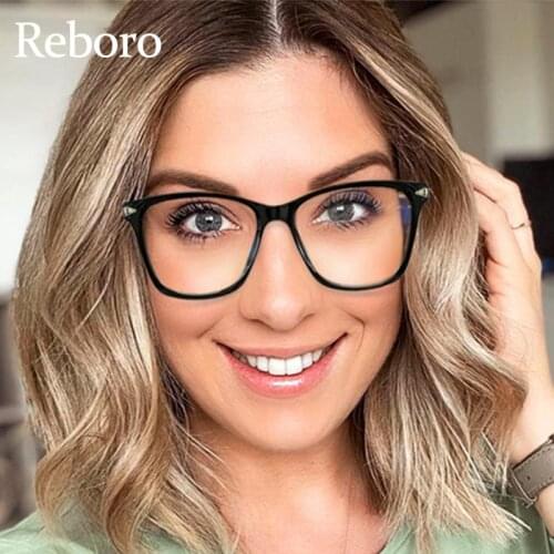 Eyeglasses Fashion Black Decorative Glasses New Womens Square Anti-blue Light Clear Computer Glasses Frame Plastic Titanium