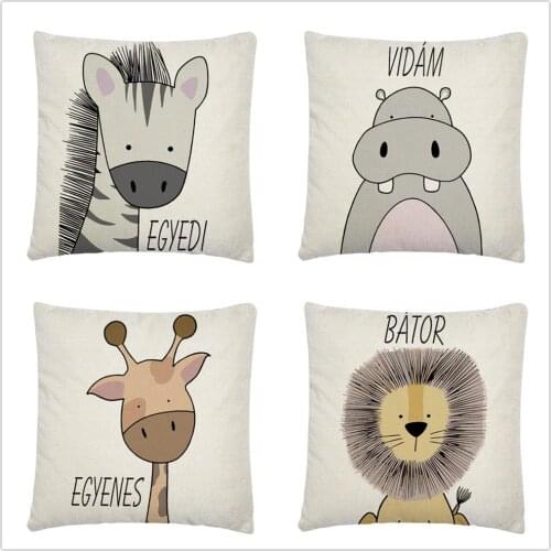 Cartoon Nordic simplified drawing Linen/Soft Short Plush Cushion Cover Pillow Case for Home Sofa Car Decor Pillowcase 45X45cm