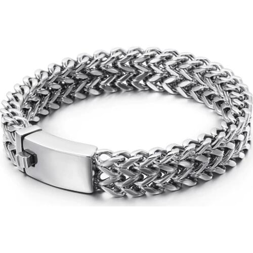 12mm Mens Bracelet Chain Link 316L Stainless Steel Figaro Bangle Bracelet Hip Hop Biker Jewelry 8.26"