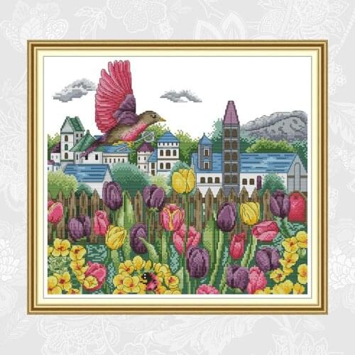 Tulips and Birds Patterns Counted Cross Stitch kit Sale DMC Cotton Thread Embroidery Set DIY Handmade Home Decoration Crafts
