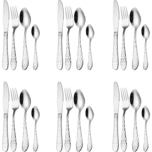 4pcs/24pcs Golden Cutlery Set Stainless Steel Utensils For Kitchen Fork Spoons Knives Set Teaspoons Tableware Sets Wholesale