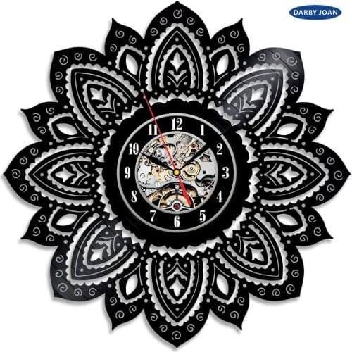 2017 Fresh Design CD Vinyl Disc Modern Wall Clock Snow Decorative Floral Art Classic Watch Clock Relogio Parede