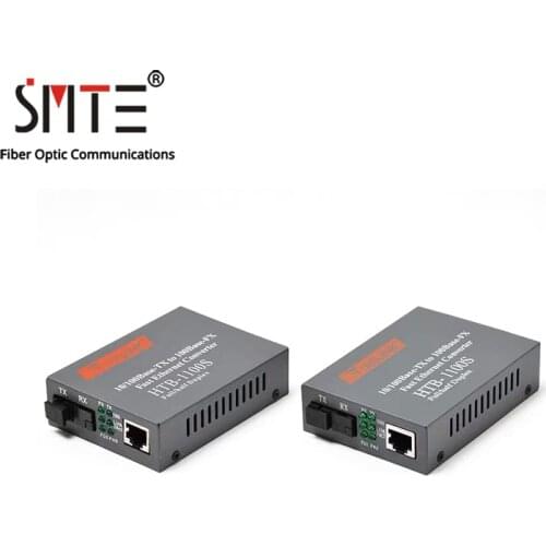 Optical Media Converter HTB-1100S-A/B 25km 10/100Mbps RJ45 Single Mode single fiber TX RX SC 1550nm-TX 1550nm-RX