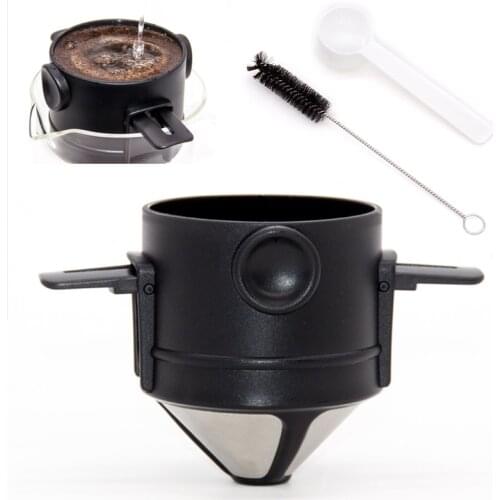 Portable Drip Coffee Tea Holder Funnel Baskets 304 Stainless Steel Drip no paper filter Reusable Coffee Filter