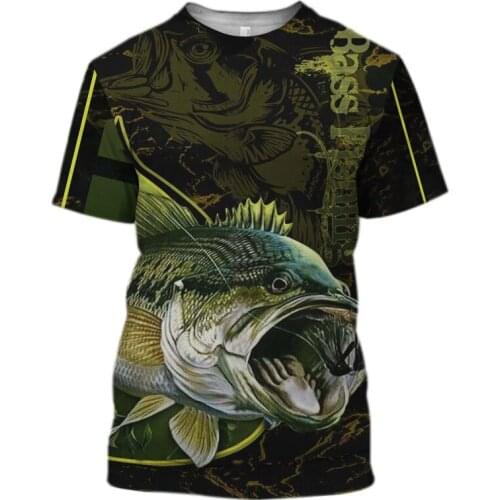 Lure Fishing Print 3d T-Shirt Men Round Neck Short Sleeve Summer Green